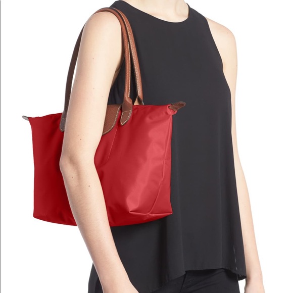 Longchamp Small Le pliage Red shoulder Tote - Picture 7 of 8